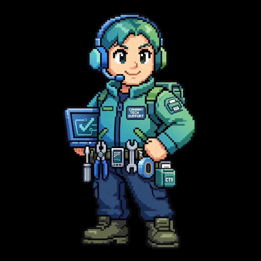 Pixel art tech support helper